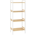 Four-Tier Adjustable Bamboo Shelf Storage Unit - Natural and White