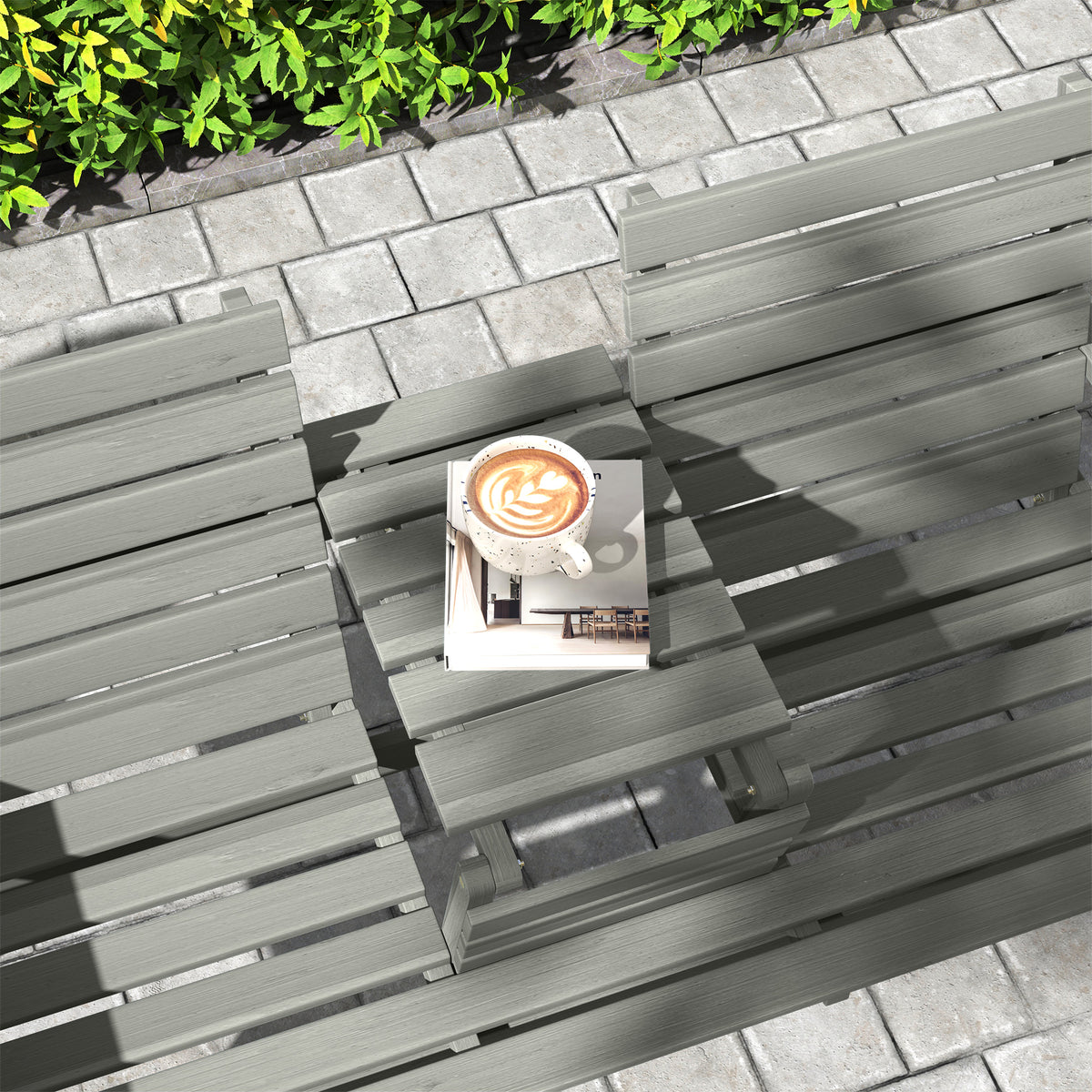 Convertible Fir Wood 2 to 3 Seater Outdoor Garden Bench - Grey