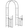 Outdoor Garden Arch with Double Gates Metal Arbor for Climbing Plants - Black