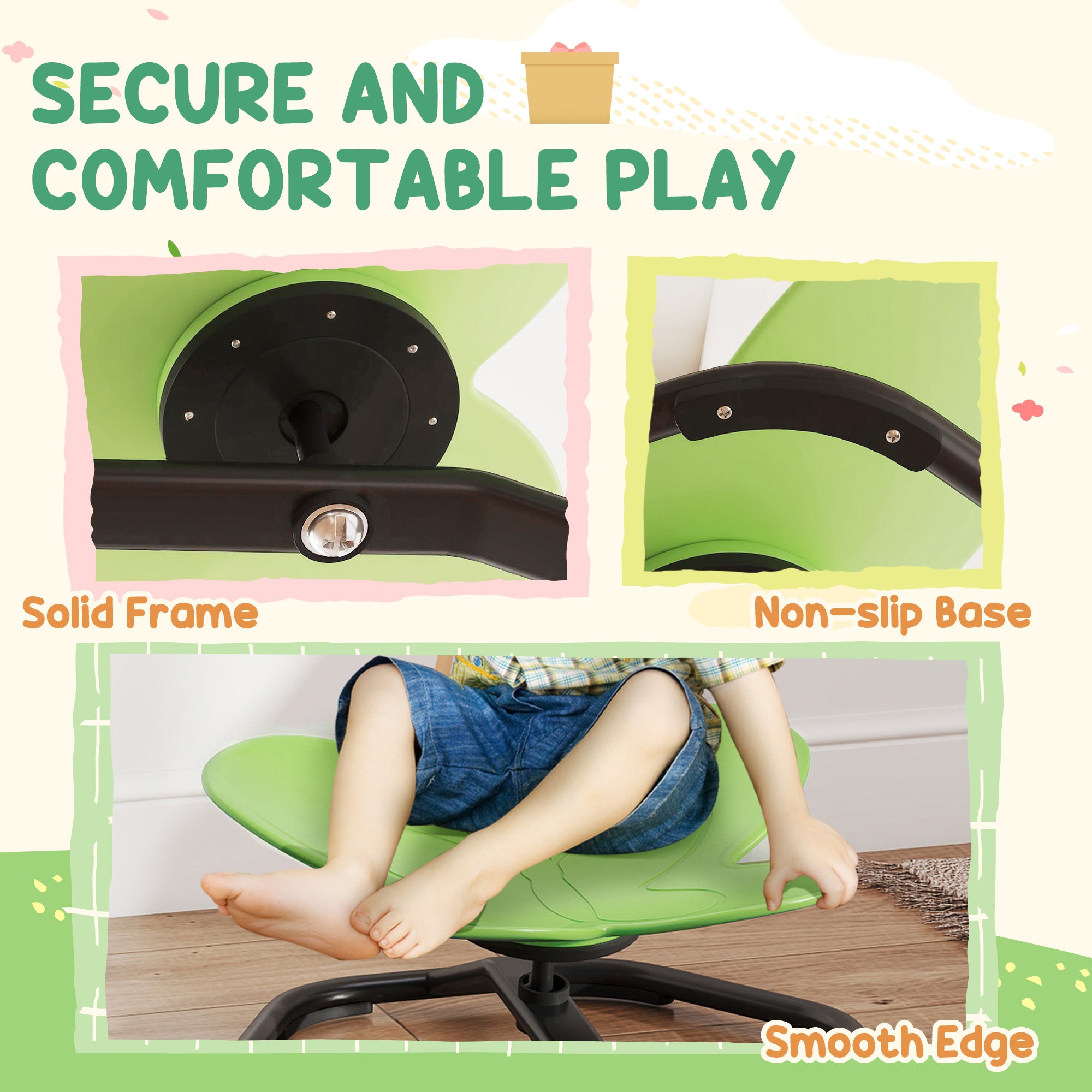 Butterfly-Shaped Kids Swivel Chair, Sensory Spinning Chair for Balance and Coordination Training, Green