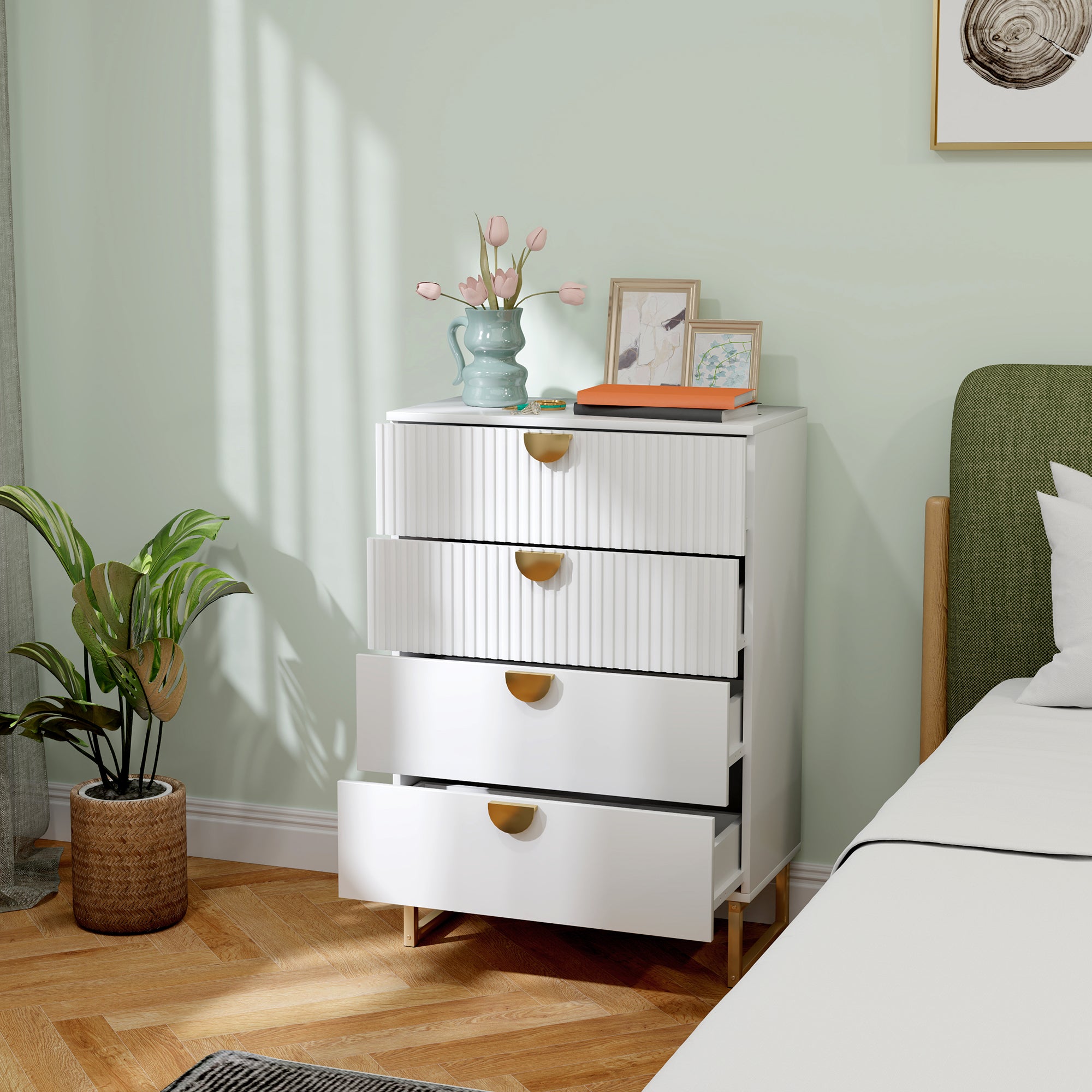 Elegant Chest of Four Drawers - White
