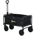 Folding Steel Frame Garden Storage Cart with Wheels and Handle - Black