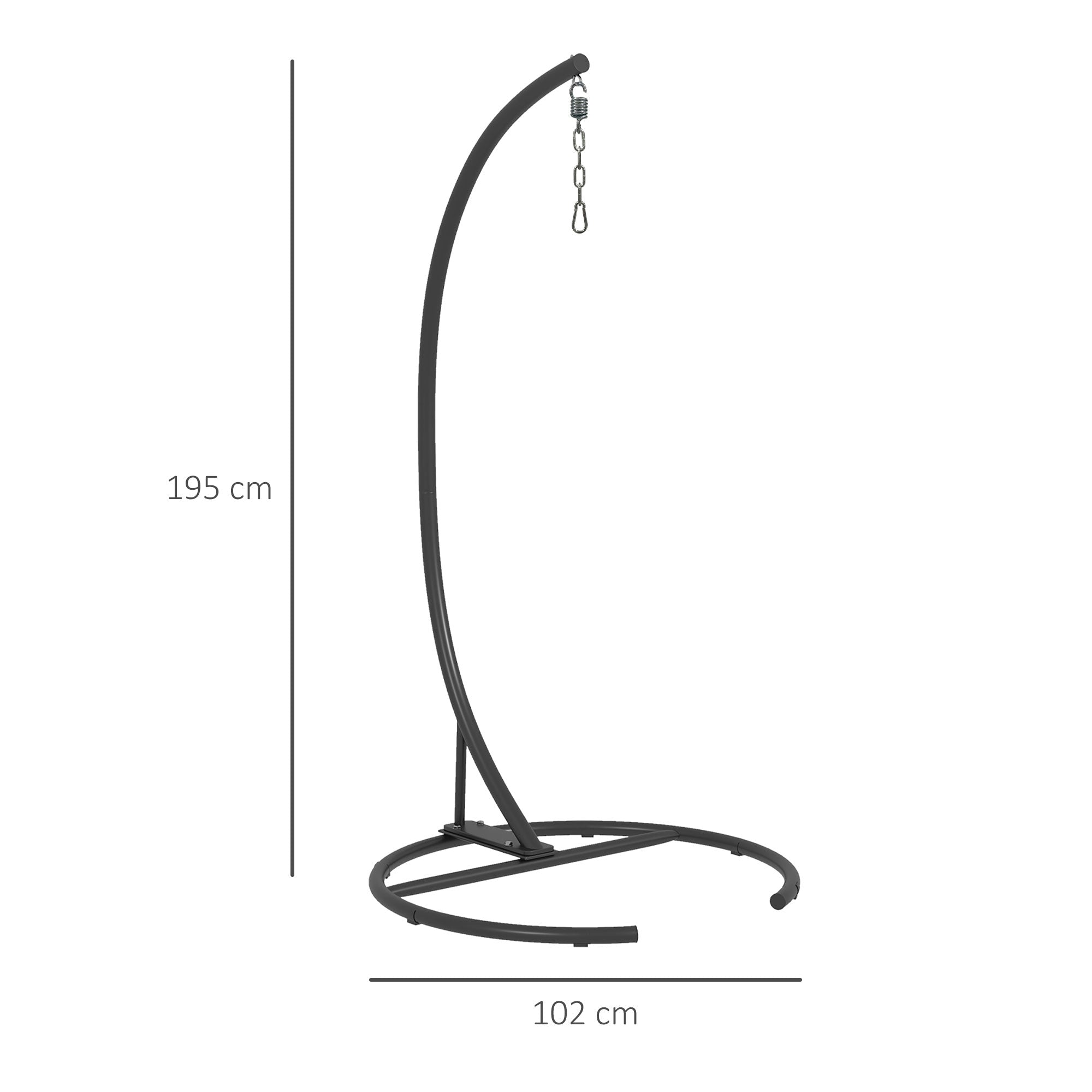 Hanging Hammock Chair Stand with Round Base, C Hanging Swing Stand Frame for Swing/Egg/Hammock Chair, Indoor & Outdoor, Heavy Duty 330 lbs, Black