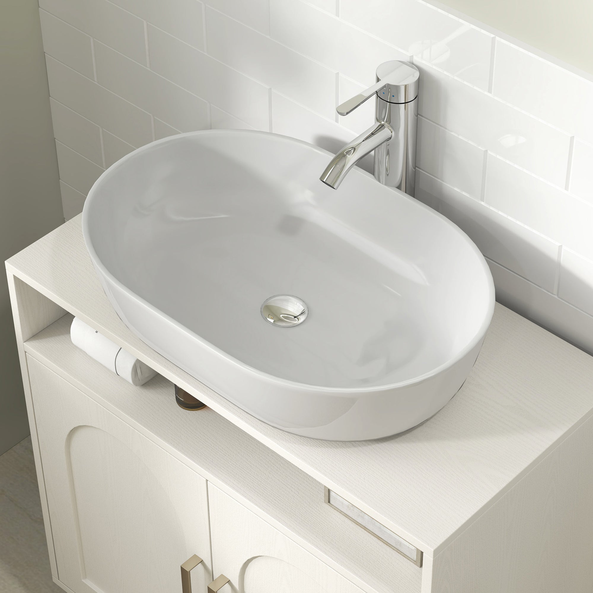 Under Sink Cabinet for Basin without Pedestal - Cream White