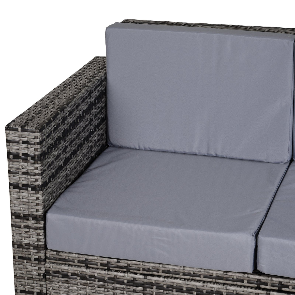 2 Seater Rattan Garden Sofa with Water-Resistant Cushions - Mixed Grey