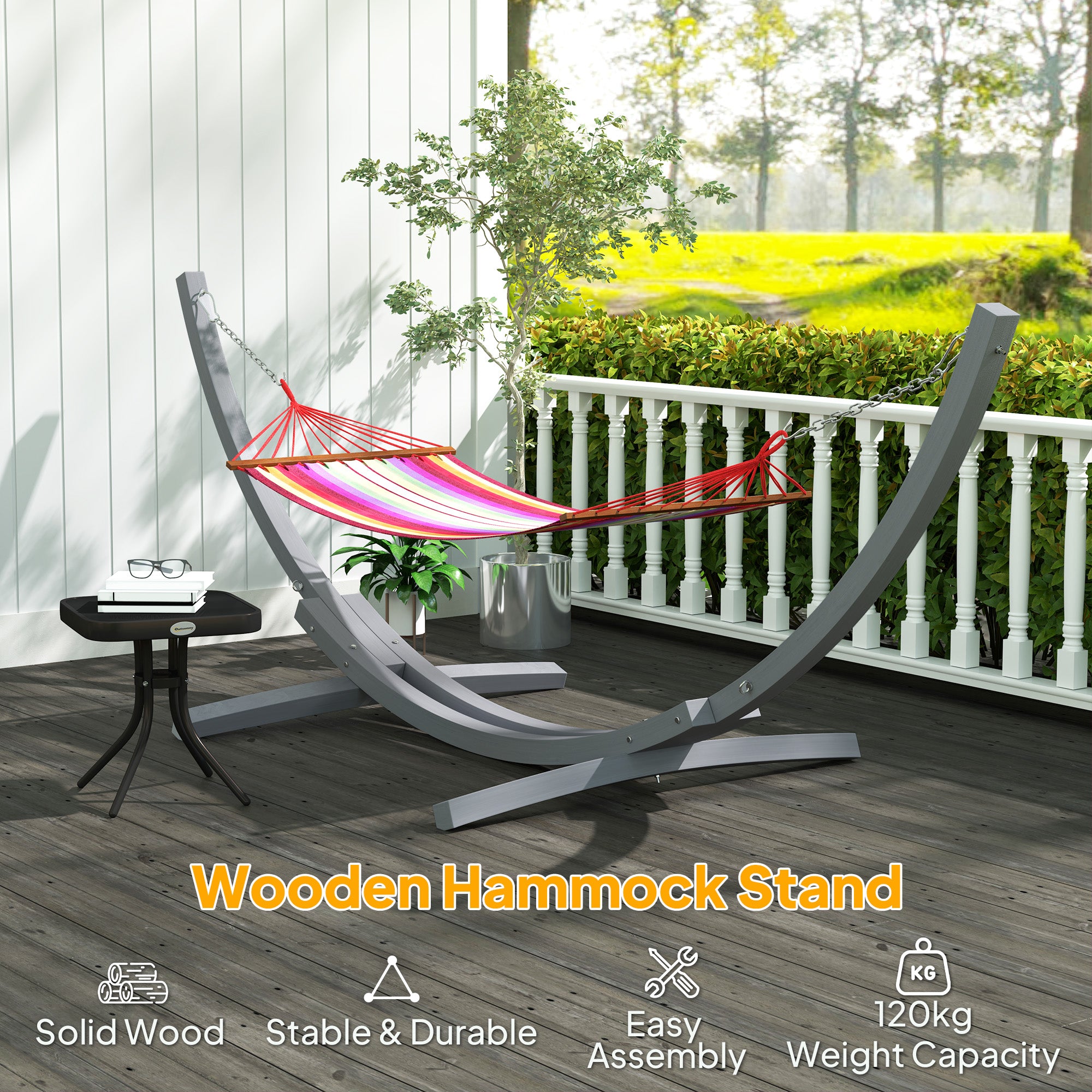 3.25m Wooden Hammock Stand Universal Fit - Grey Durable Solid Wood