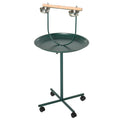 Bird Perch Stand with Wooden Perch, Feeding Bowls & Wheels for Small & Medium Birds - Green