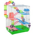 Pawhut 5 Tier Hamster Cage Carrier Habitat with Exercise Wheel, Tunnel, Water Bottle & Dishes for Dwarf Hamsters - Green