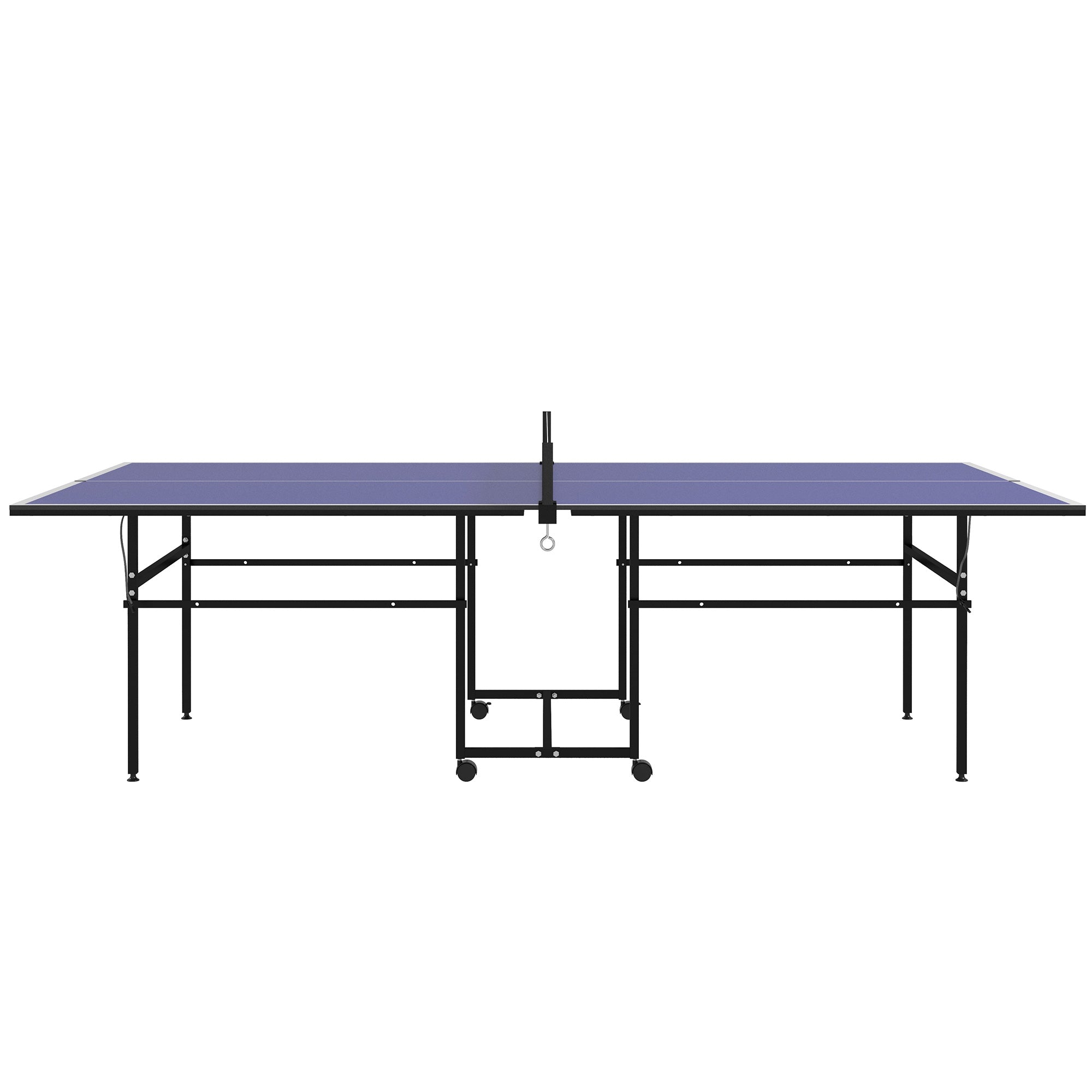 9FT Folding Table Tennis Table with 4 Wheels, for Indoor Use, Blue