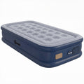 Inflatable Mattress, Single Air Bed with Built-in Electric Pump, 3 Mins Inflation, Flocked Surface, Grey