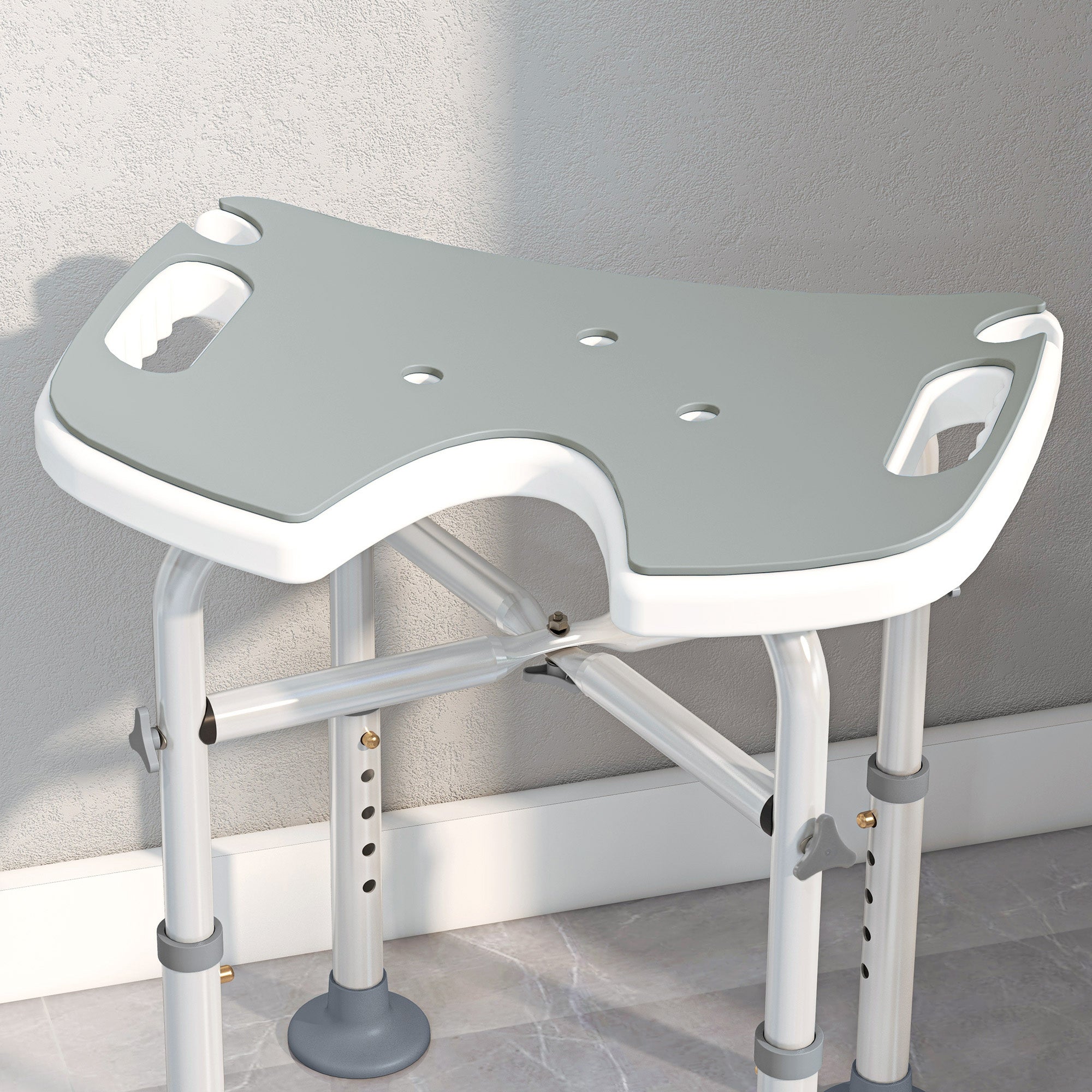 39-51.5cm 'U' Seat Padded Shower Stool - Grey