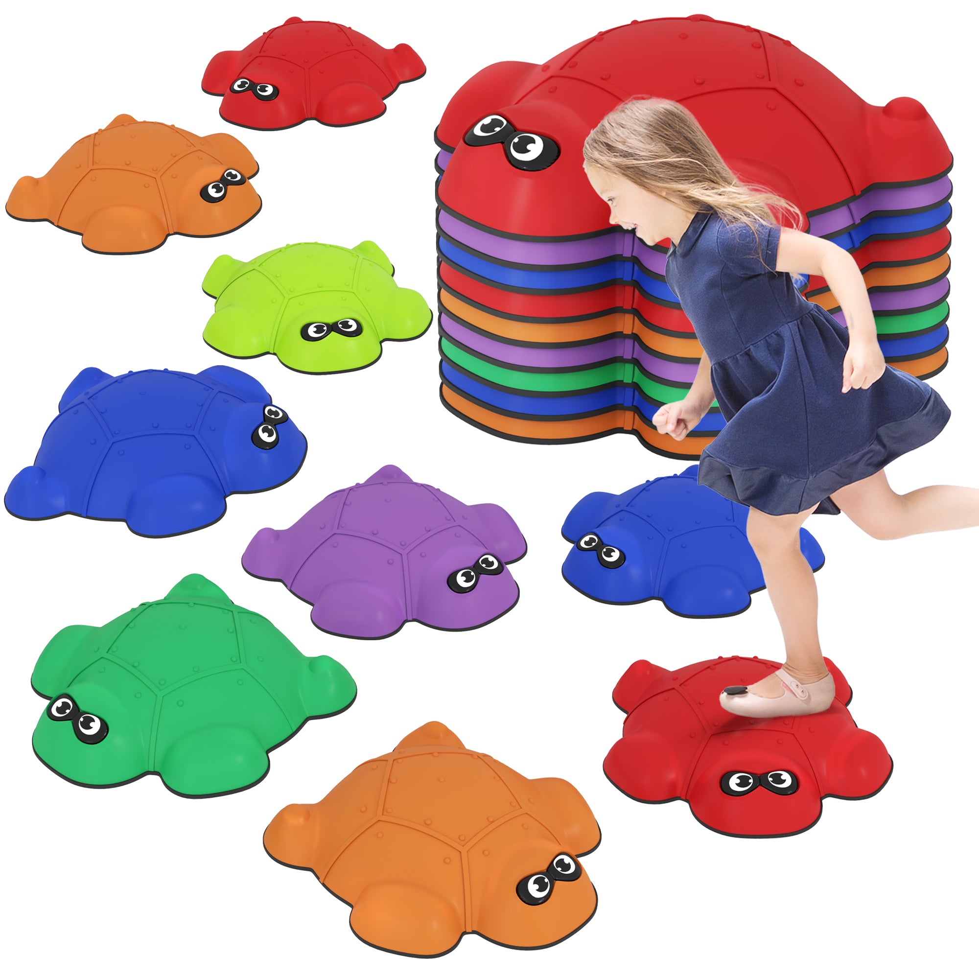 9 PCS Balance Stepping Stones with Non-slip Edge, Indoor Outdoor Obstacle Courses for Kids Ages 3-8 Years, Multicoloured