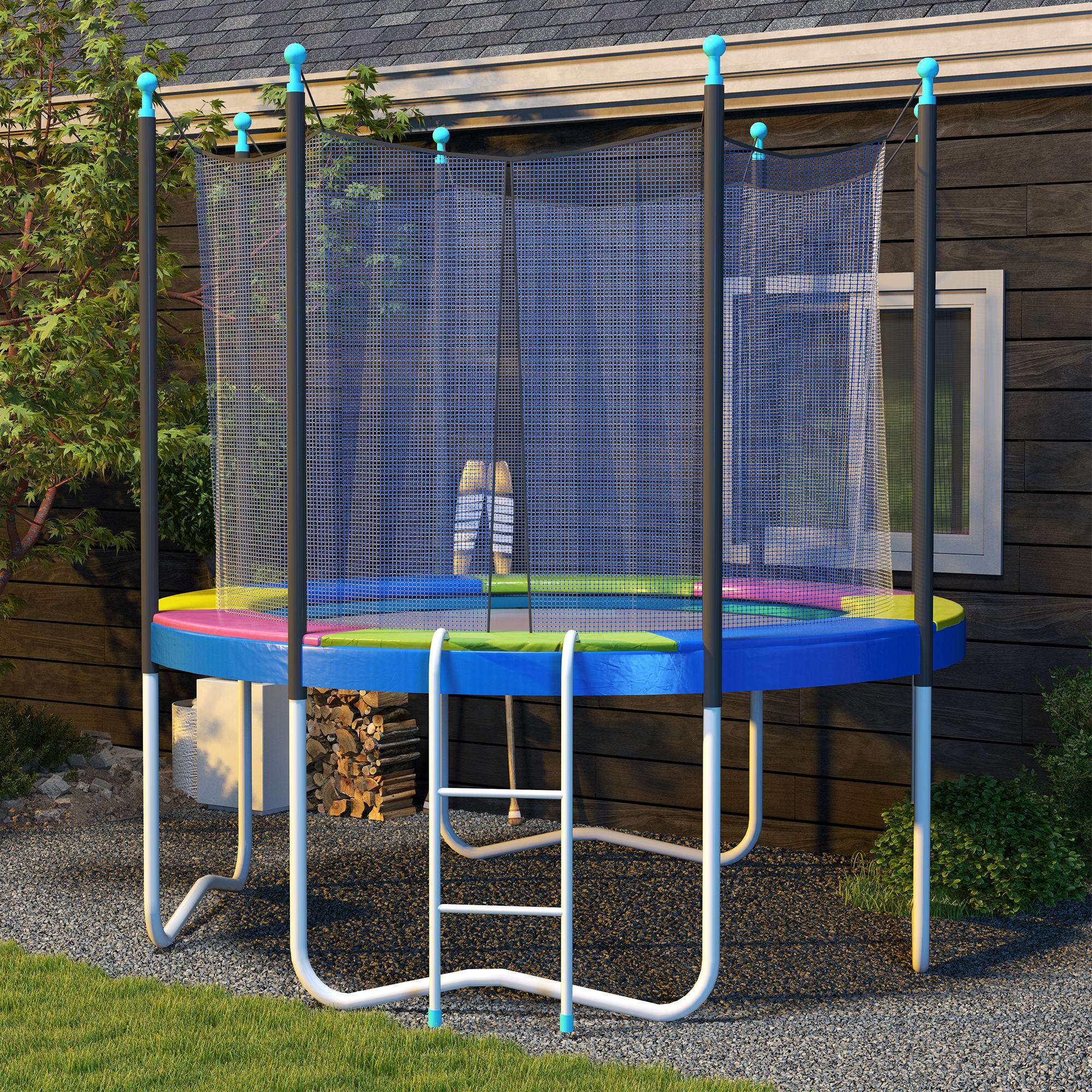 8FT Trampoline Spring Cover Replacement Pad with Elastic Cord - Multi-Coloured