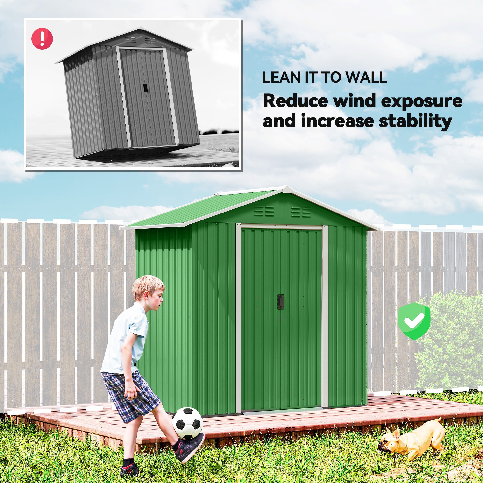 6.5 x 3.5ft Metal Garden Storage Shed - Green