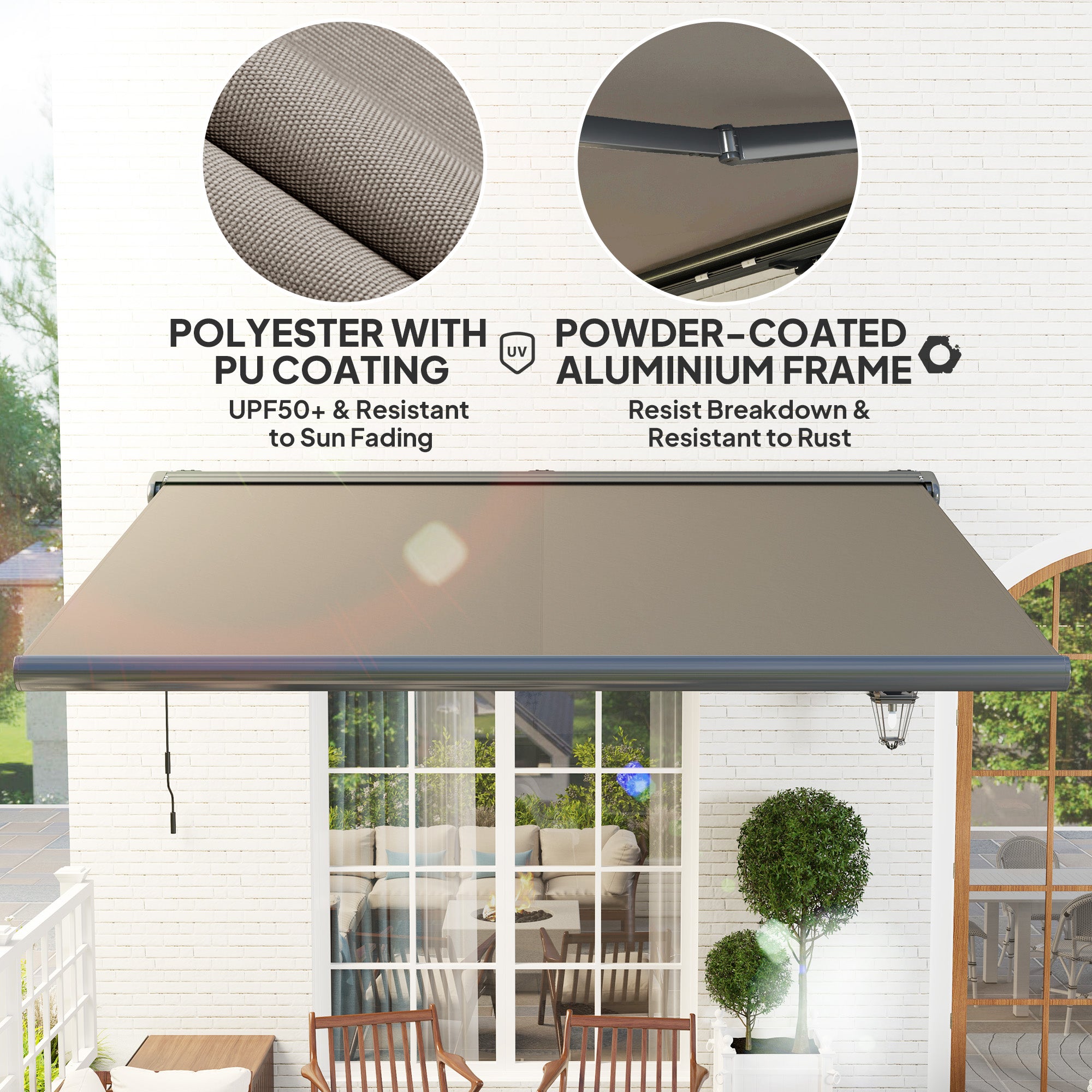 4 Metre Full Cassette Electric Retractable Awning with Remote Control - Light Grey