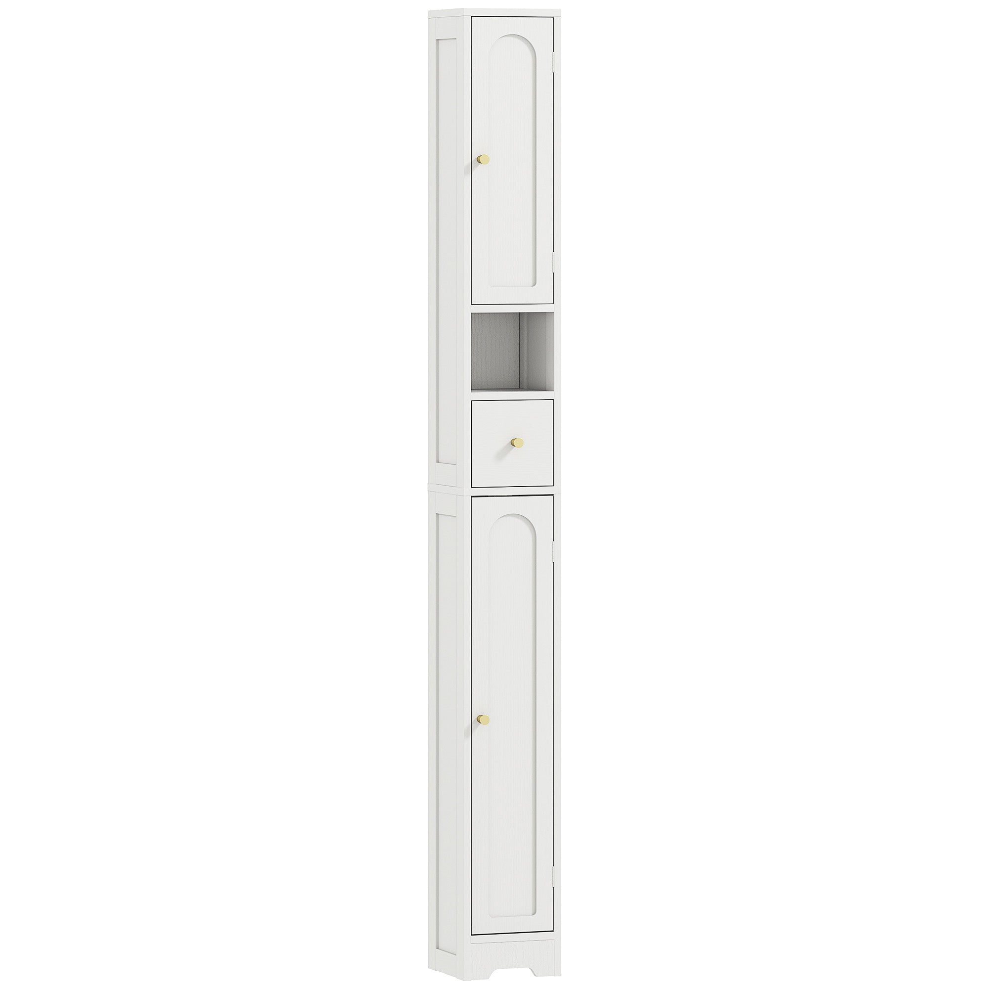 185 cm Tall Bathroom Cabinet with Arched Doors - White