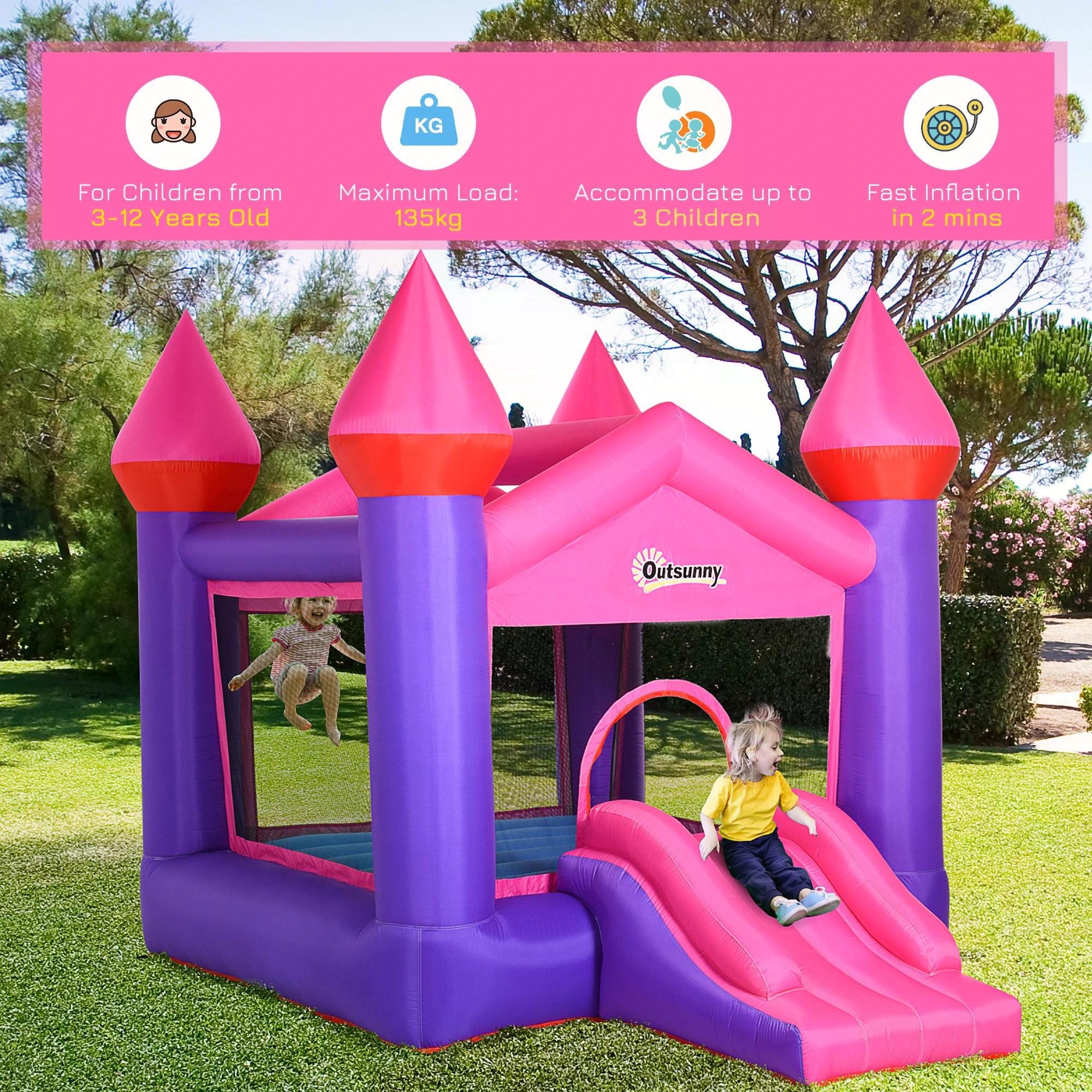 Bounce Castle Inflatable Trampoline Slide for Kids w/ inflator 3.5 x 2.5 x 2.7m