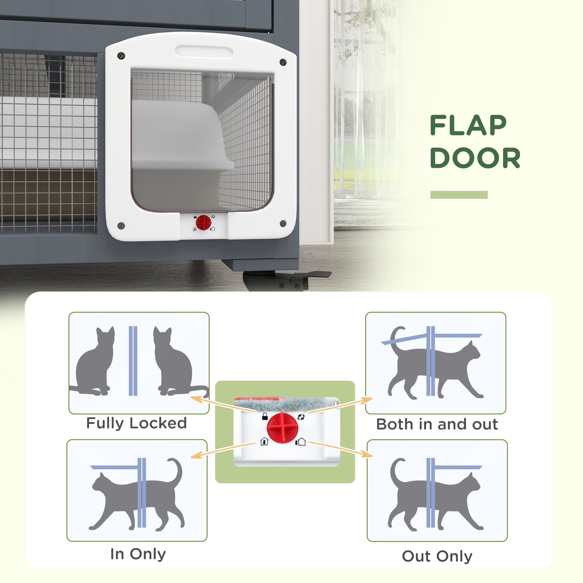 Cat House, Wooden Outdoor Catio Cat Enclosure on Wheels, Wooden Kitty Cage with Platforms, Hammock, Light Grey