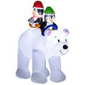 6.4ft Inflatable Polar Bear with Two Penguins Christmas Decoration - White