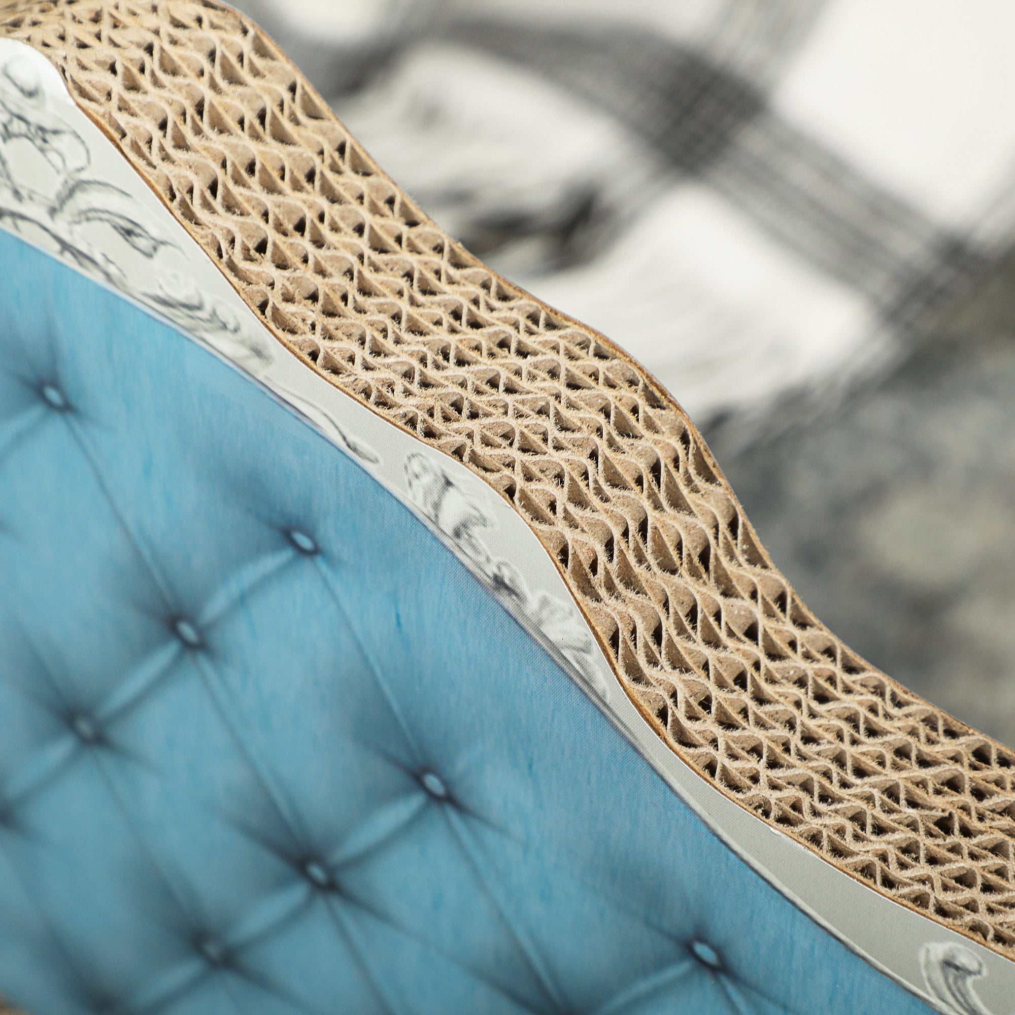 2-in-1 Cat Scratcher with Catnip for Indoor Cats, Light Blue