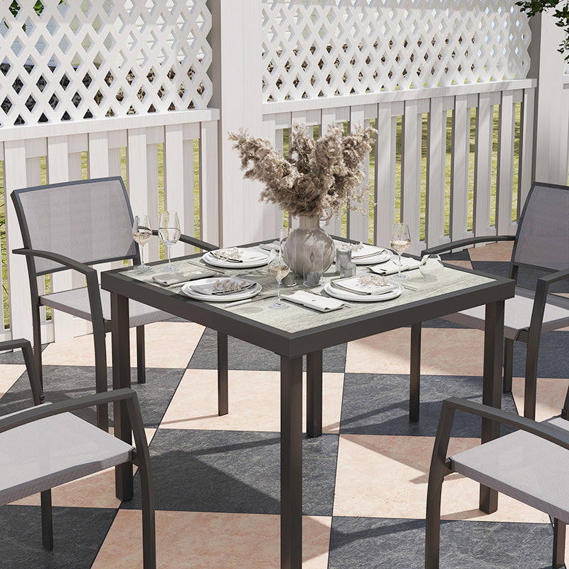 5 Piece Outdoor Garden Dining Set with Texteline Chairs - Grey