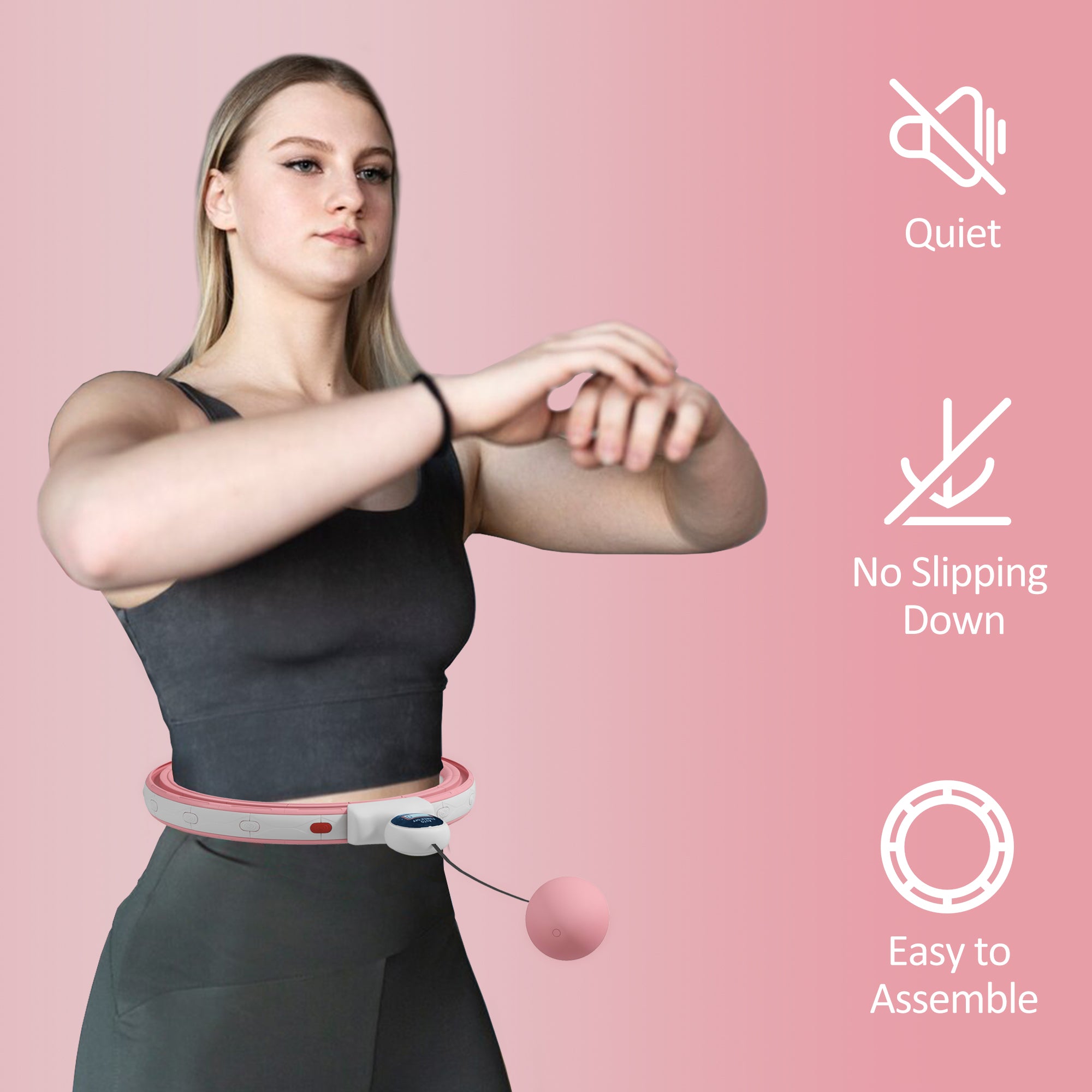 Smart Weighted Hula Hoop, Massage Hula Ring with 16 Detachable Knots, 360° Auto-Rotating Ball and Digital Counter