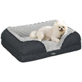 Calming Small Dog Bed with Removable Cover and Anti-Slip Bottom 70x50x18cm - Charcoal Grey
