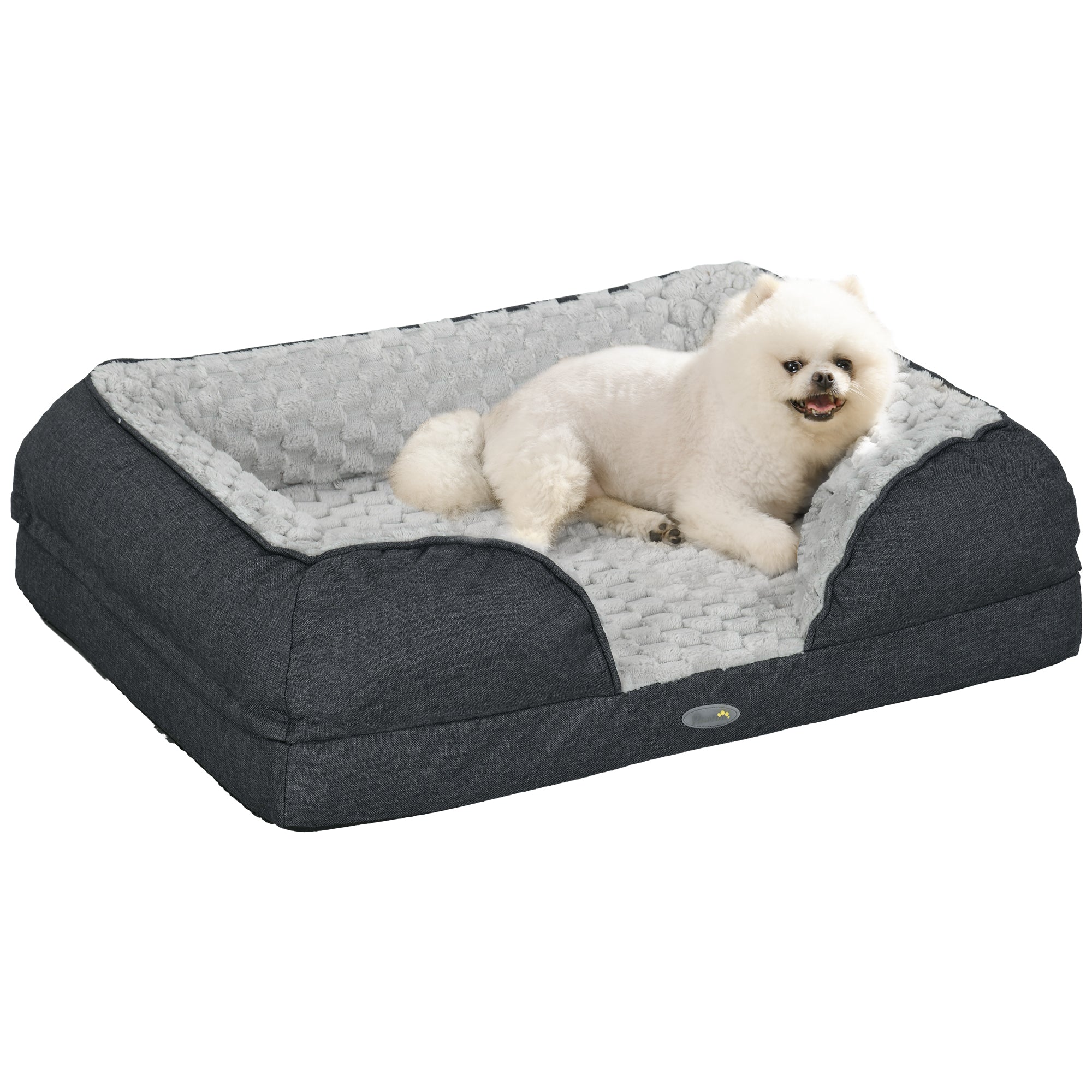 Calming Dog Bed Pet Mattress w/ Removable Cover, Anti-Slip Bottom, for Small Dogs, 70L x 50W x 18Hcm - Charcoal Grey