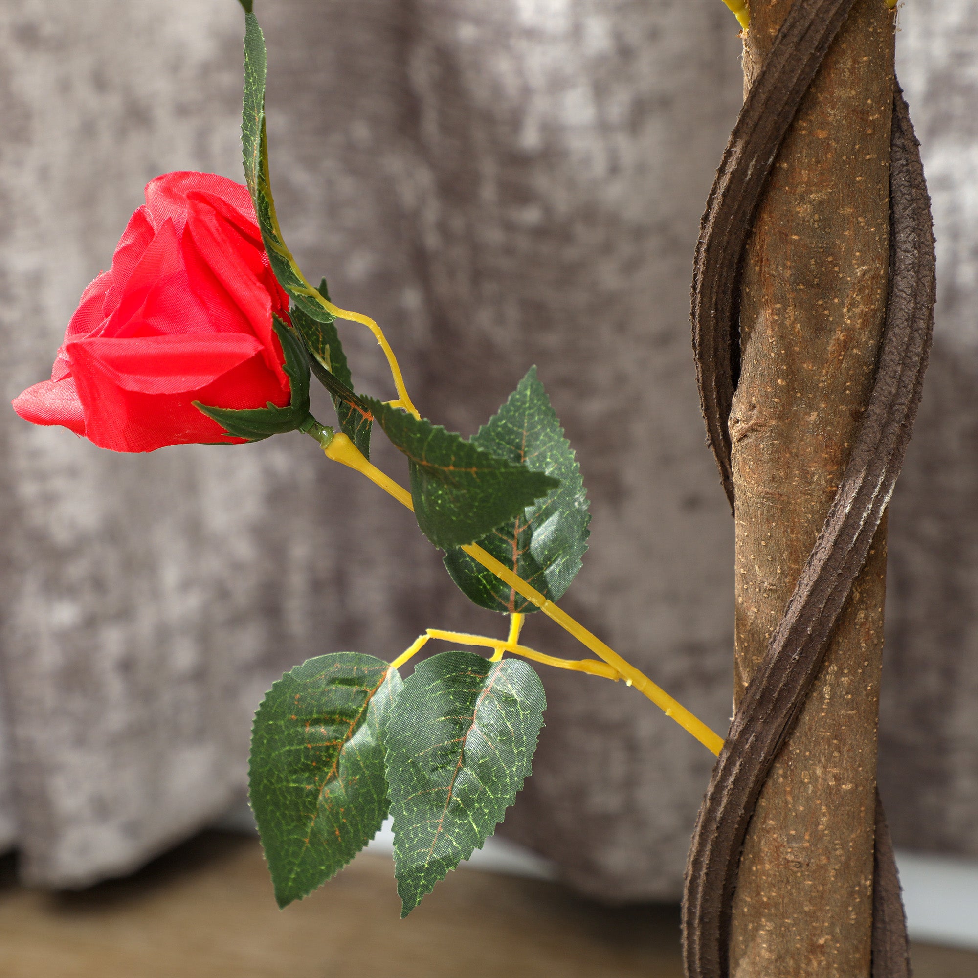 Set of 2 Artificial Plants White Rose Floral in Pot, Fake Plants for Home Indoor Outdoor Decor, 90cm, Red