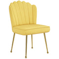 Velvet-Feel Shell Accent Chair with Gold Legs - Yellow