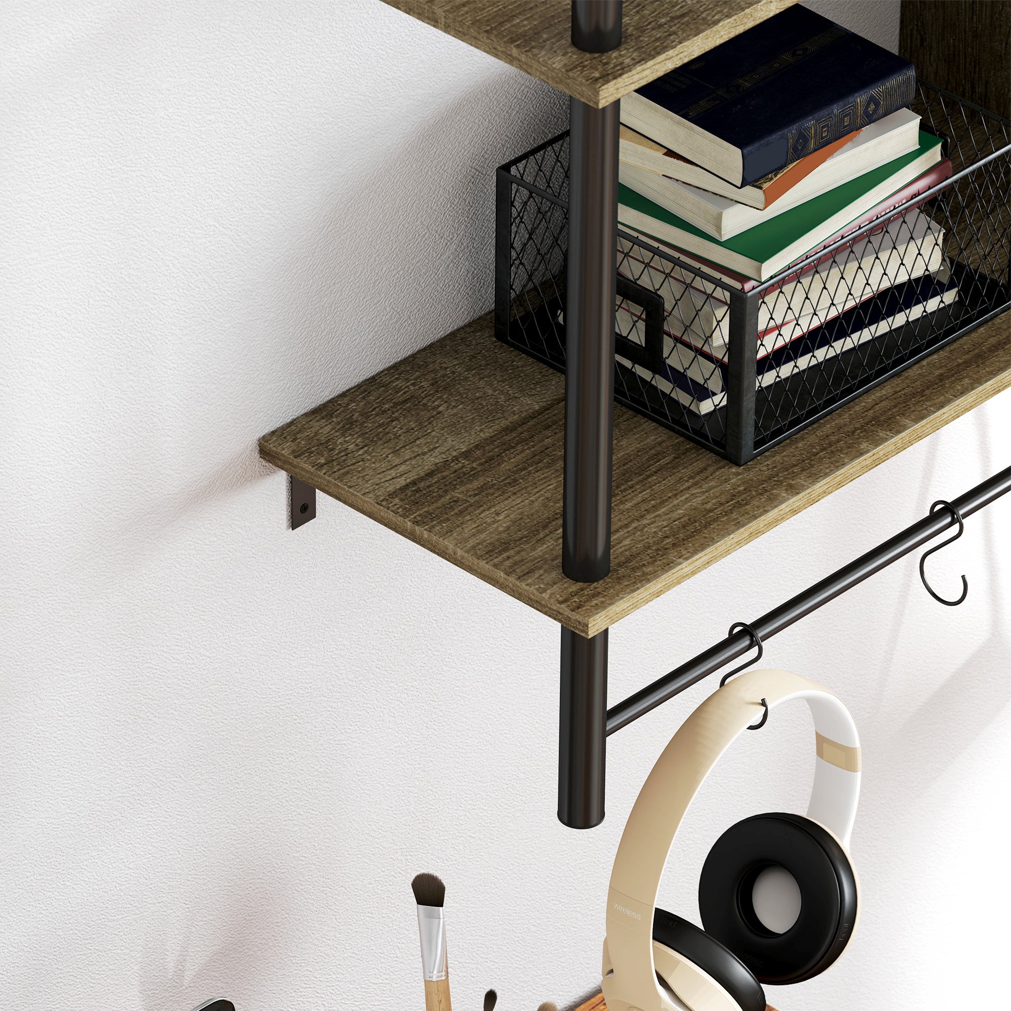 Three-Tier Floating Shelf - Grey Wood Effect