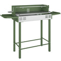 BBQ Rotisserie Grill Roaster Charcoal Spit Roasting Machine for Chicken Turkey with 3-Level Grill Grate, Side Shelves, Dark Green