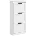 Three-Drawer Minimalistic Shoe Storage Cabinet for 15 Pairs - White