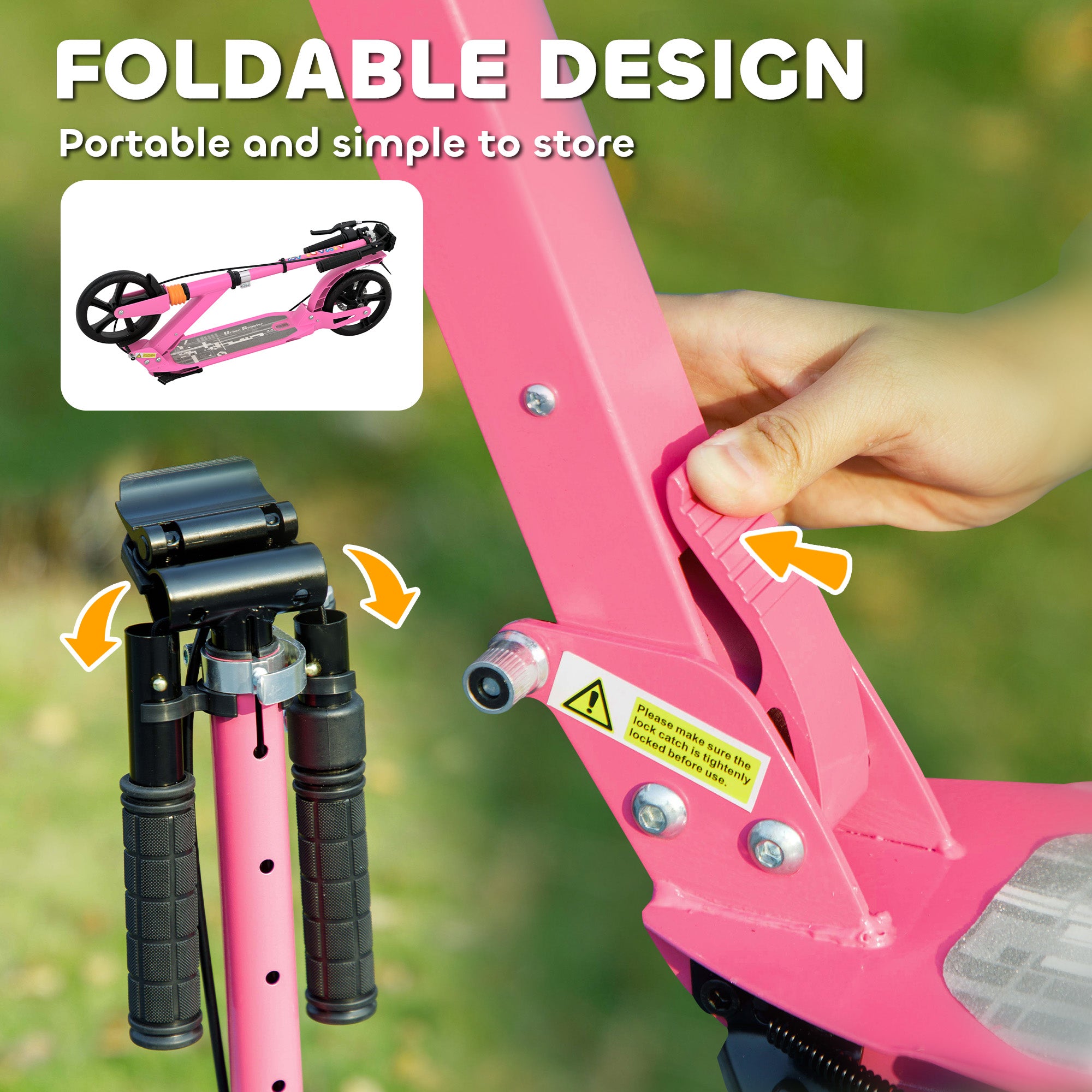 Kids Scooter with Adjustable Handlebar, Dual Brake, 200mm Wheels, ABEC-7 Bearings - Pink