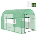Walk-In 300x200cm Polytunnel Greenhouse with Zipped Doors - Green