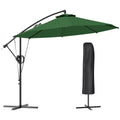 3 Metre Garden Cantilever Parasol with Cover and Wind Protection Strap - Green
