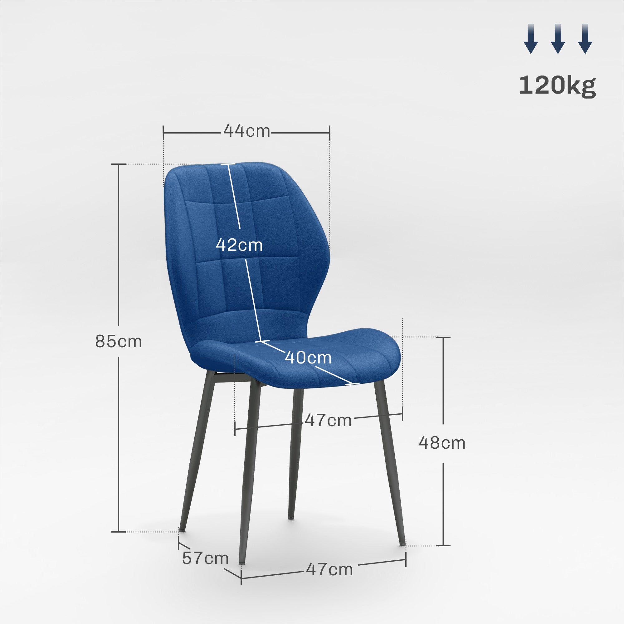 Set of Four Velvet Relaxed Tub Dining Chairs - Dark Blue