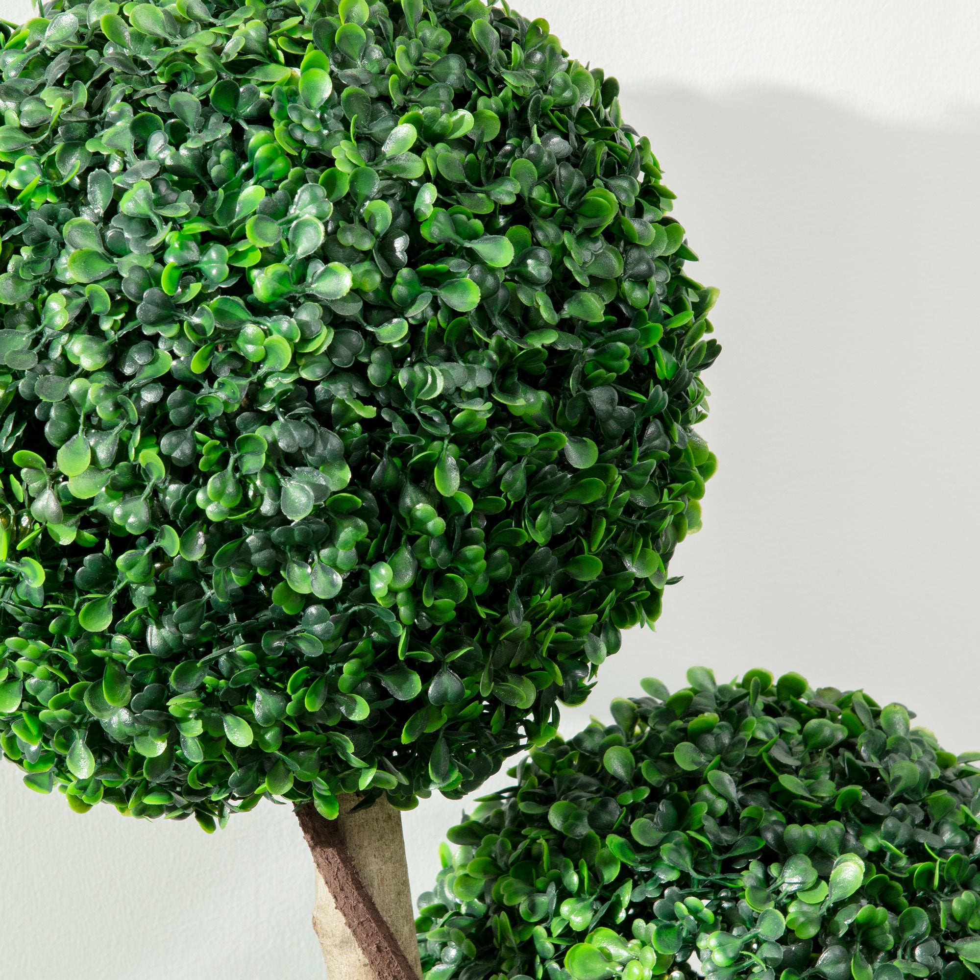 Decorative Artificial Plants Set of 2, Boxwood Ball Topiary Trees in Pot Fake Plants for Home Indoor Outdoor Decor, 90 cm, Dark Green