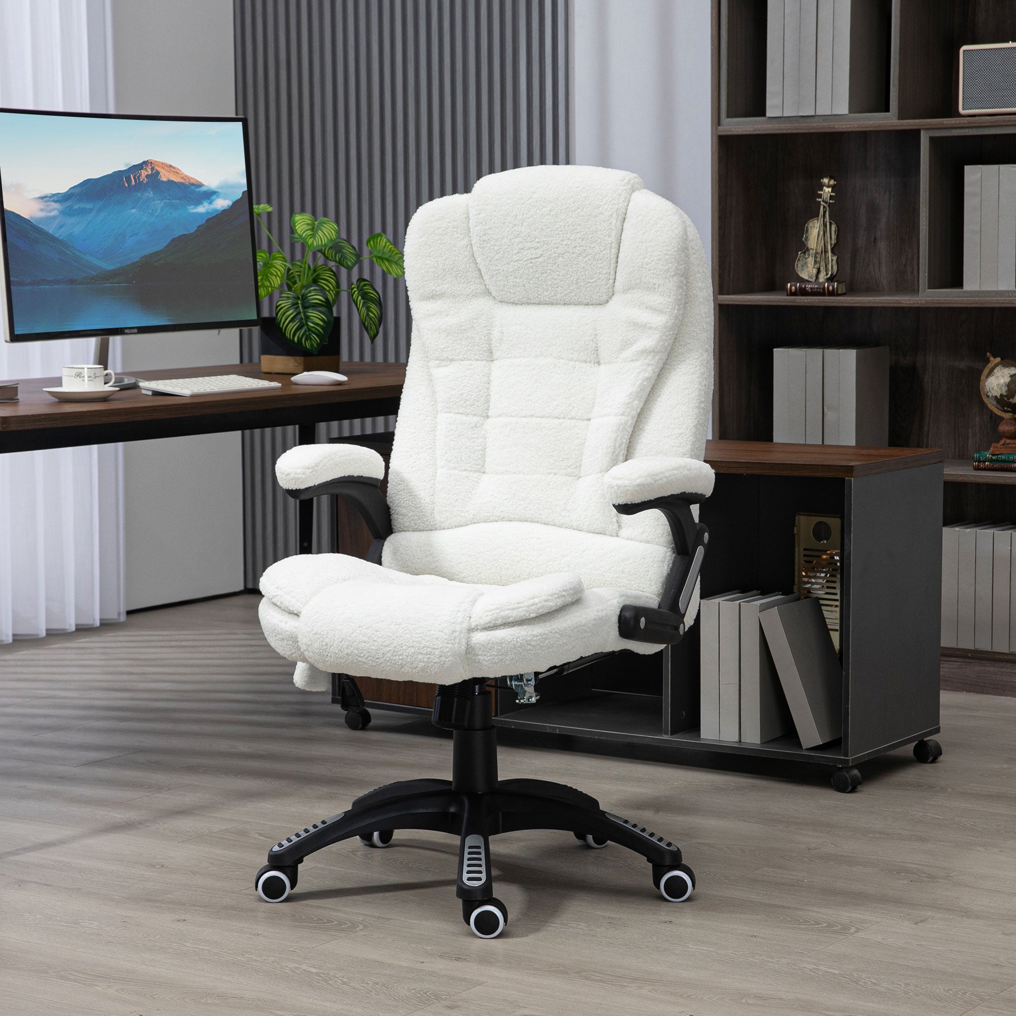 Boucle Six-Point Massage Office Chair - White