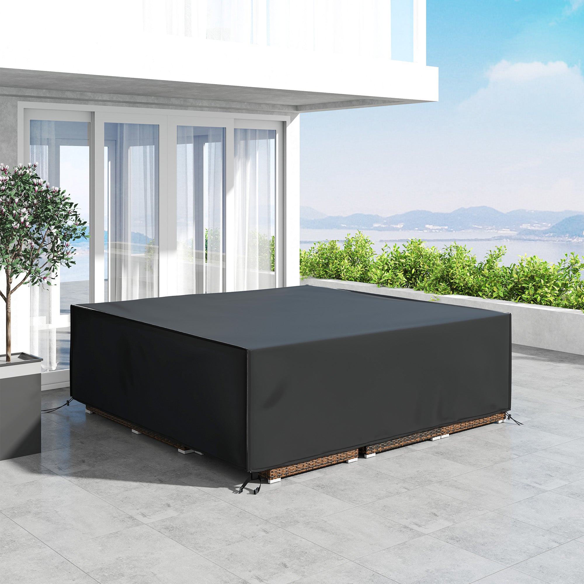 Large Patio Furniture Set Cover 600D Oxford Waterproof Black