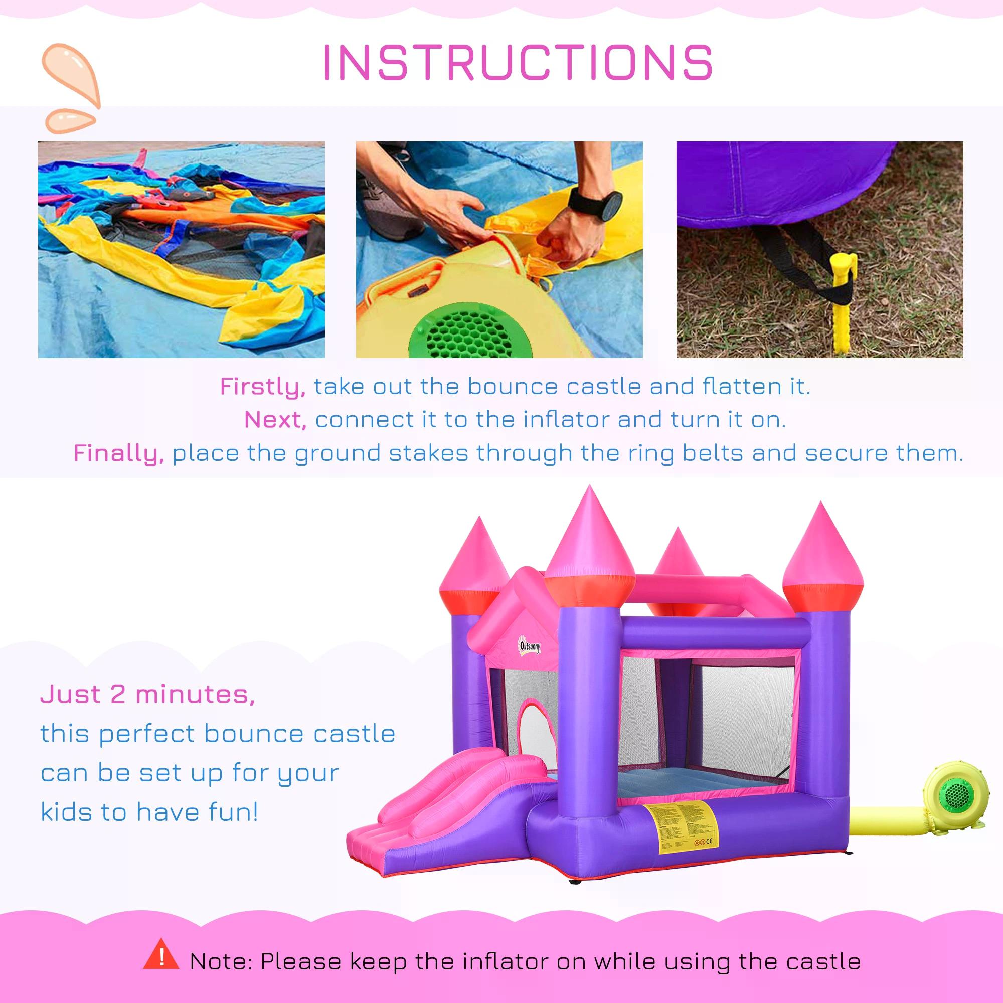 Bounce Castle Inflatable Trampoline Slide for Kids w/ inflator 3.5 x 2.5 x 2.7m