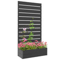 Raised Garden Bed with Trellis and Drainage Gap 90.5cm - Black