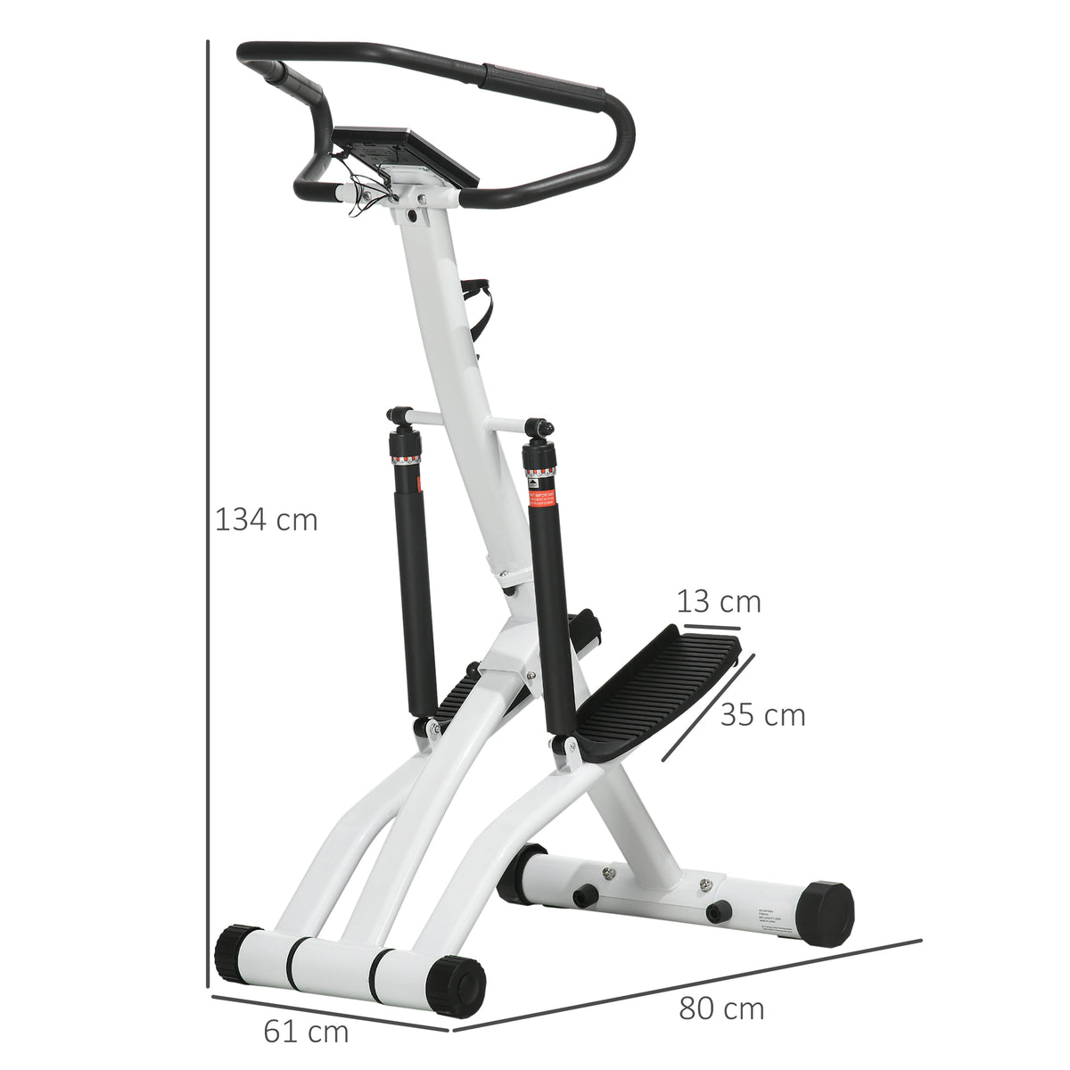 Stepper Machine for Home, Foldable Stair Stepper with 12-Level Hydraulic Resistance, Stair Climber with LCD Monitor, Heart Rate Sensor and Drink Holder, White and Black