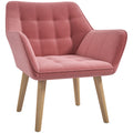 Accent Chair with Wide Arms, Slanted Back & Thick Padding for Living Room - Pink