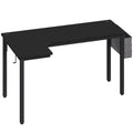 L-Shaped Computer Gaming Desk with Fabric Bag, Hooks and Cable Management, 145 x 81 x 76cm - Black