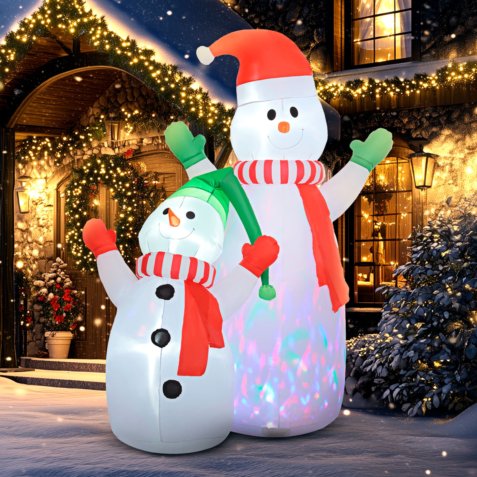 8ft Inflatable Snowman and Son Christmas Decoration