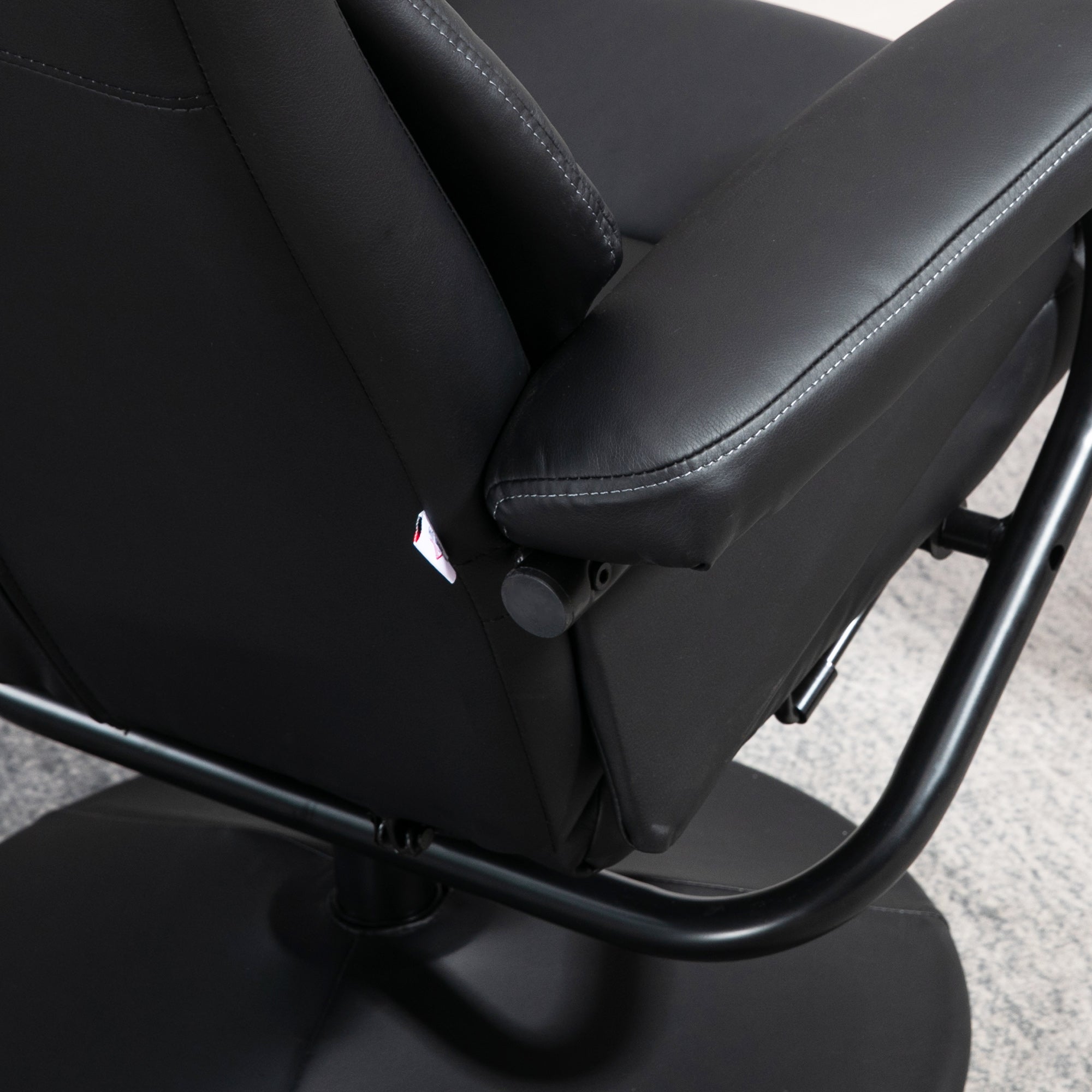 Swivel Recliner Chair with Footstool, PU Leather Recliner Armchair with Ottoman, Steel Base, Upholstered Reclining Chair for Living Room, Bedroom, Office, Black