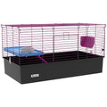 Small Animal Cage with Platform and Ramp for Chinchillas, Rabbits, Guinea Pigs 99x52x53cm - Black