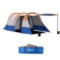 Large Waterproof Camping Tunnel Tent with Bedroom, Living Area & Porch - Orange