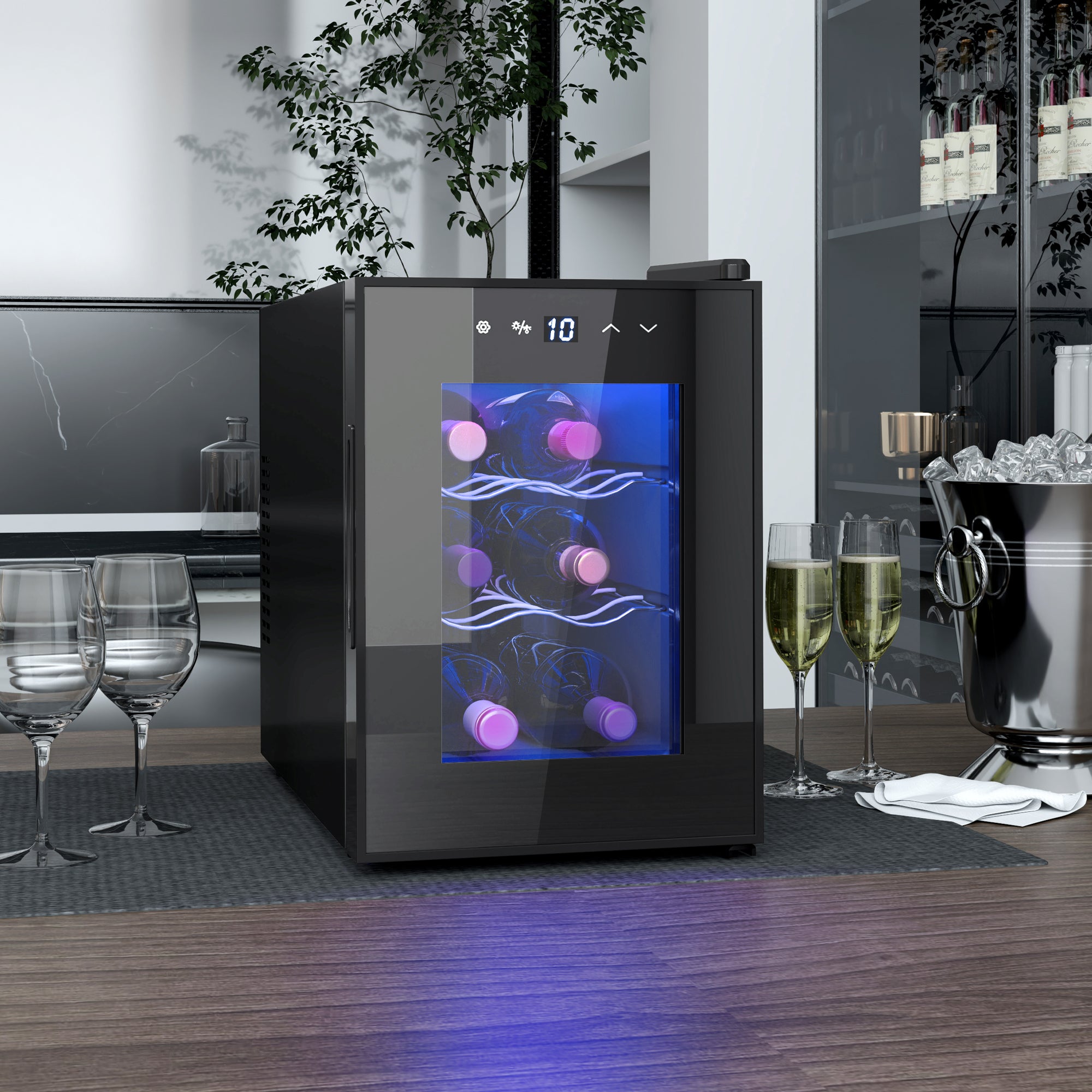 Six Bottle 8-18℃ Countertop Wine Fridge - Black